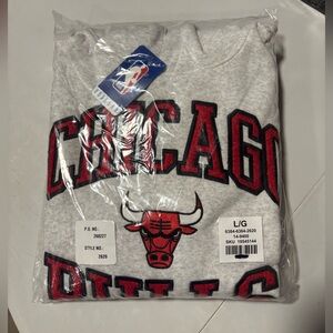 NBA Chicago Bulls Gray Crewneck Sweatshirt with Red & Black Logo